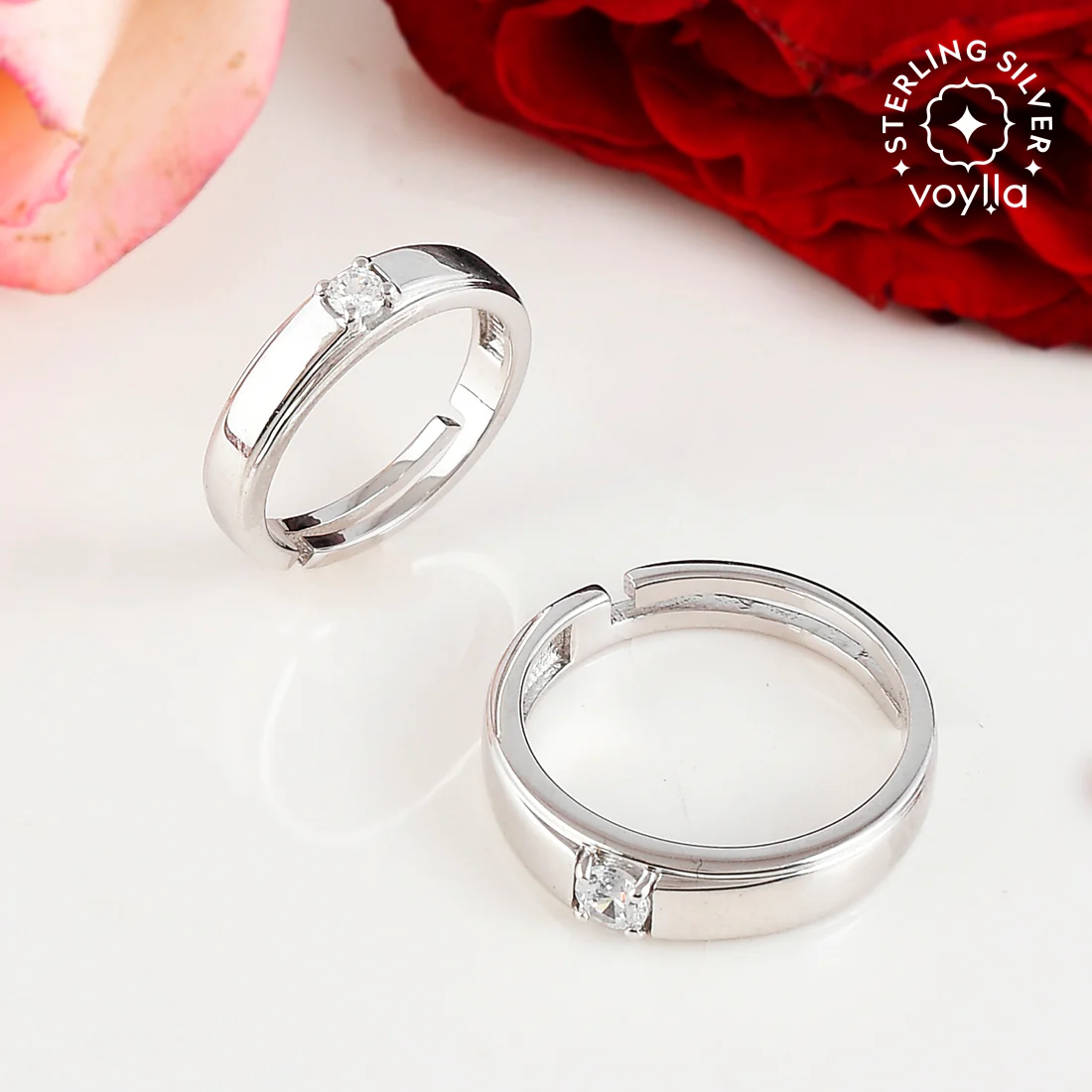 Sterling Silver CZ Couple Band Rings