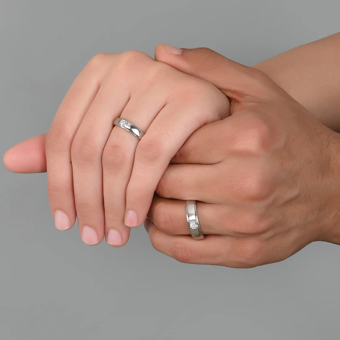 Sterling Silver CZ Couple Band Rings - Image 2