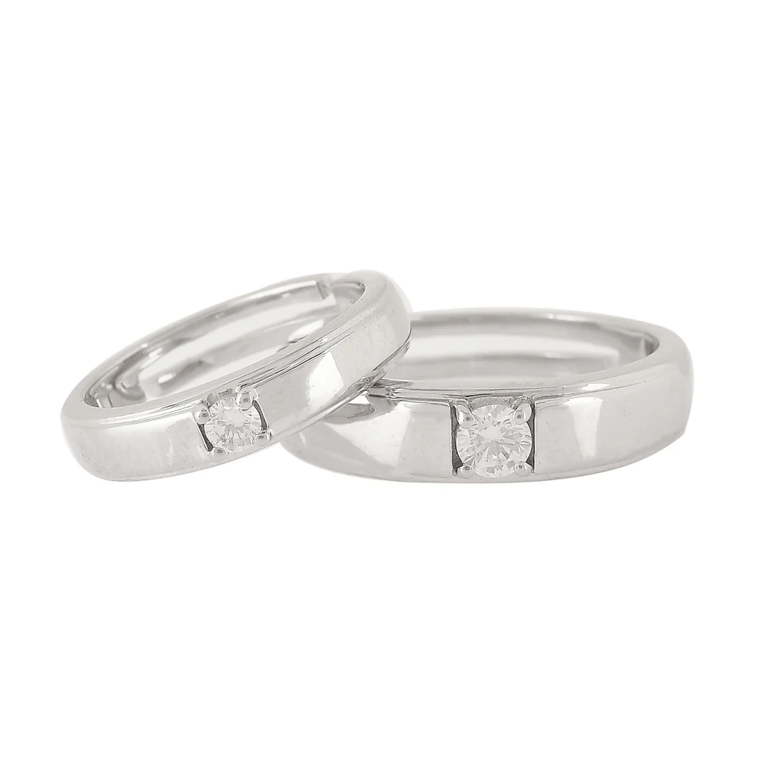 Sterling Silver CZ Couple Band Rings - Image 3