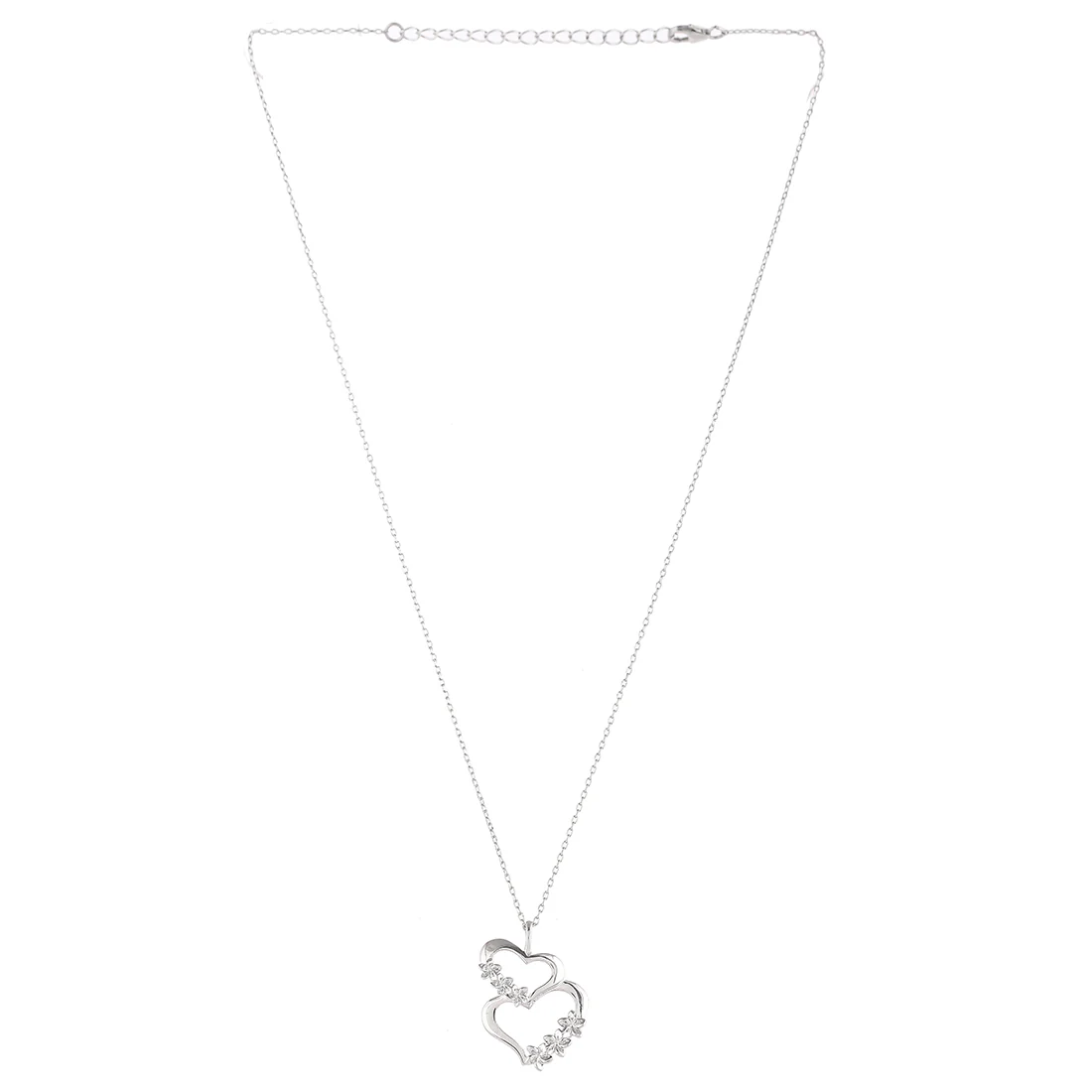 Sterling Silver Studded Linked Hearts Pendant - Image 3