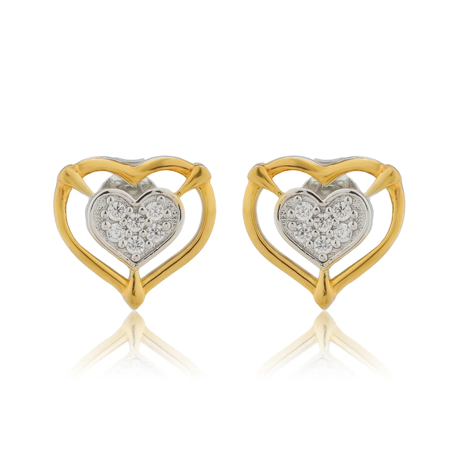 Valentines Day Forever Heart Dual Tone Stud Earrings - Image 5