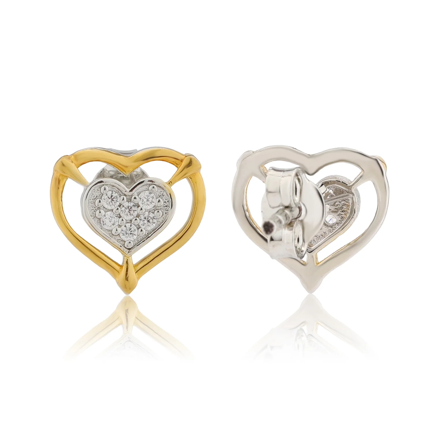 Valentines Day Forever Heart Dual Tone Stud Earrings - Image 6