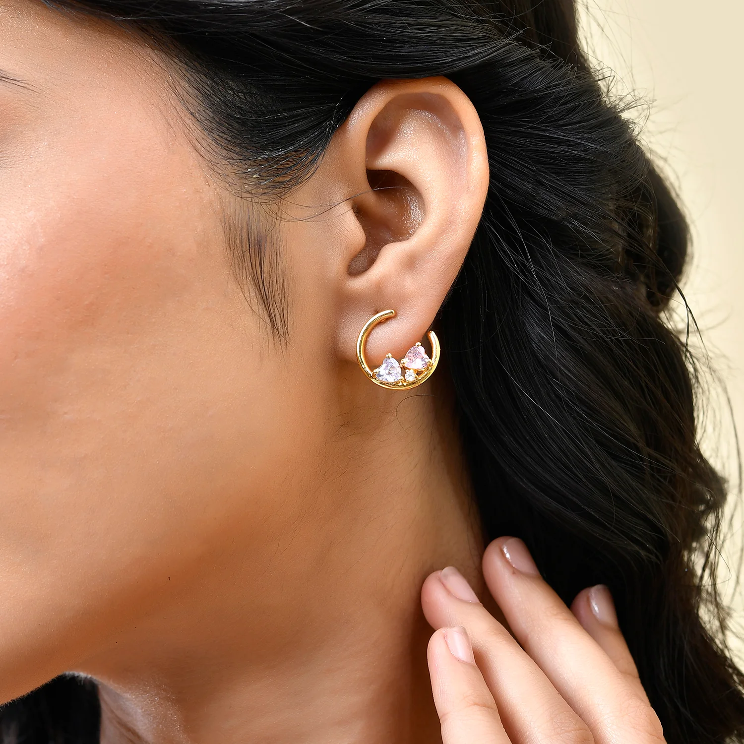 Valentine's Day Hearts In Harmony Cz Studs - Image 2