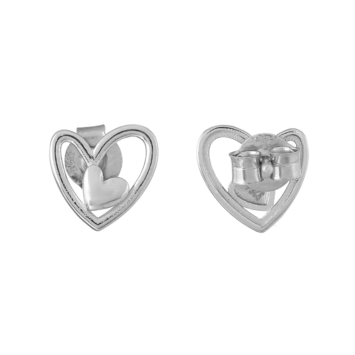 Endless Love Hearts In Harmony Sterling Silver Stud Earrings - Image 5