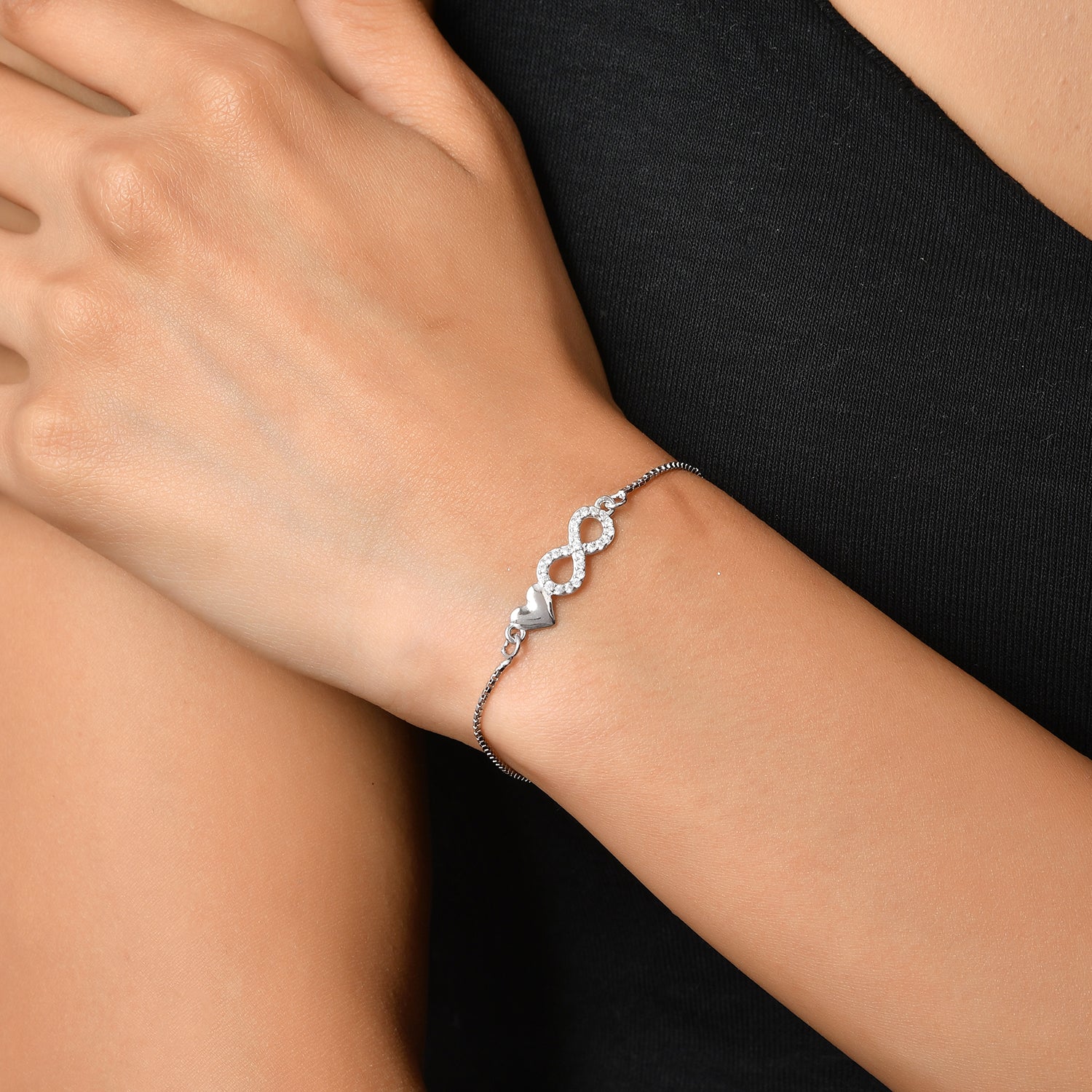 Endless Love Infinity Sterling Silver Bracelet - Image 2