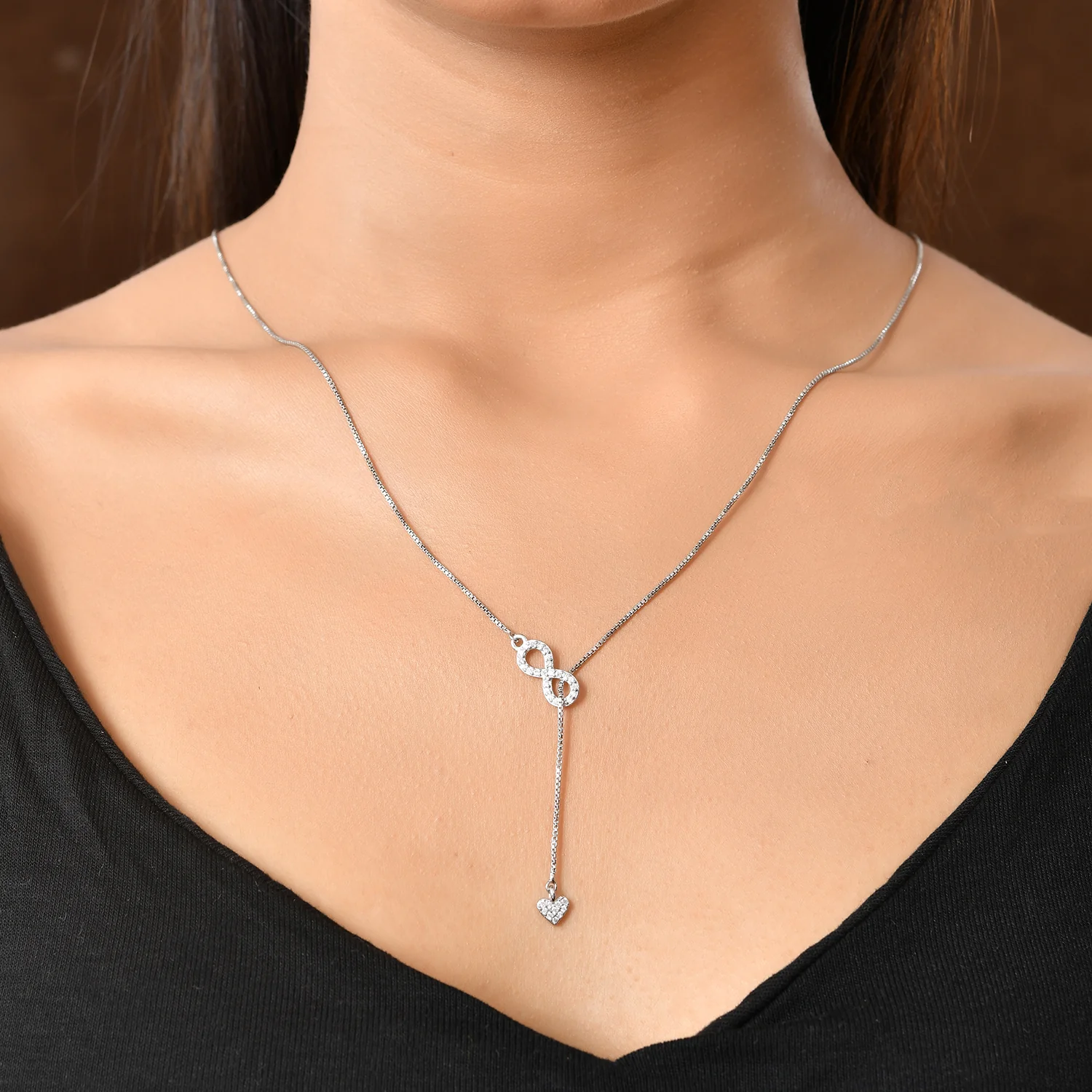 Endless Love Infinity Sterling Silver Y Necklace - Image 2