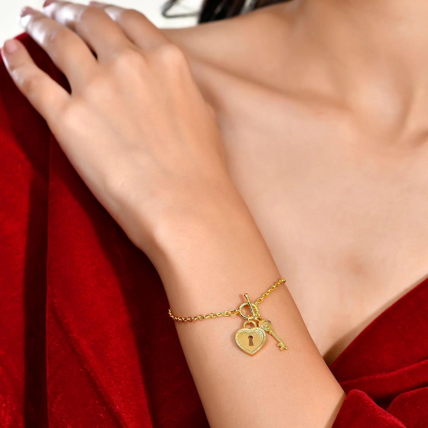 Valentine's Day Locked In Love Toggle Charm Bracelet - Image 2