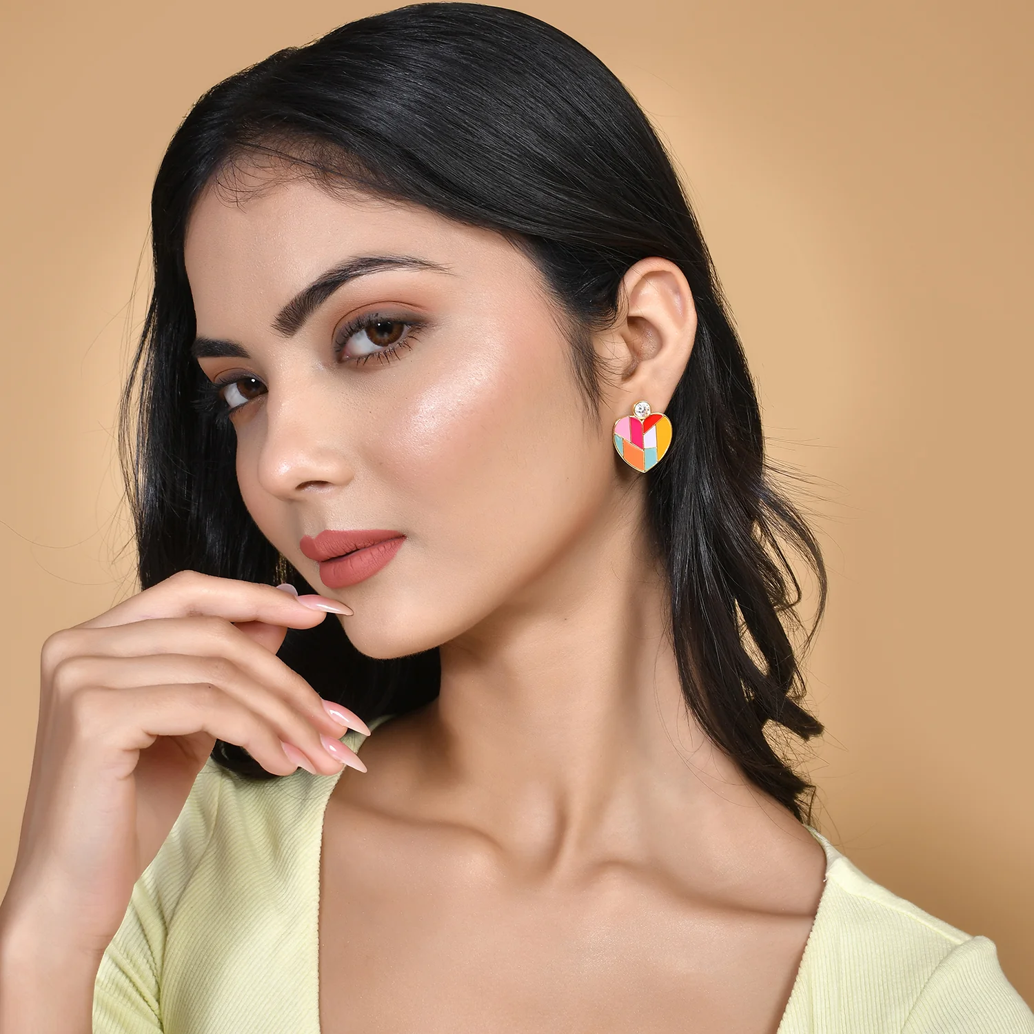 Mosaic Heart Earrings And Ring Combo - Image 2