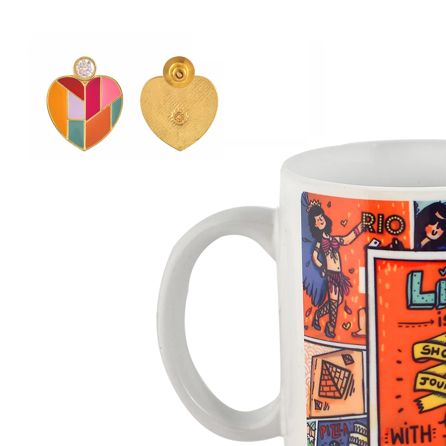Mosaic Heart Earrings With Travel Mug Combo - Image 3