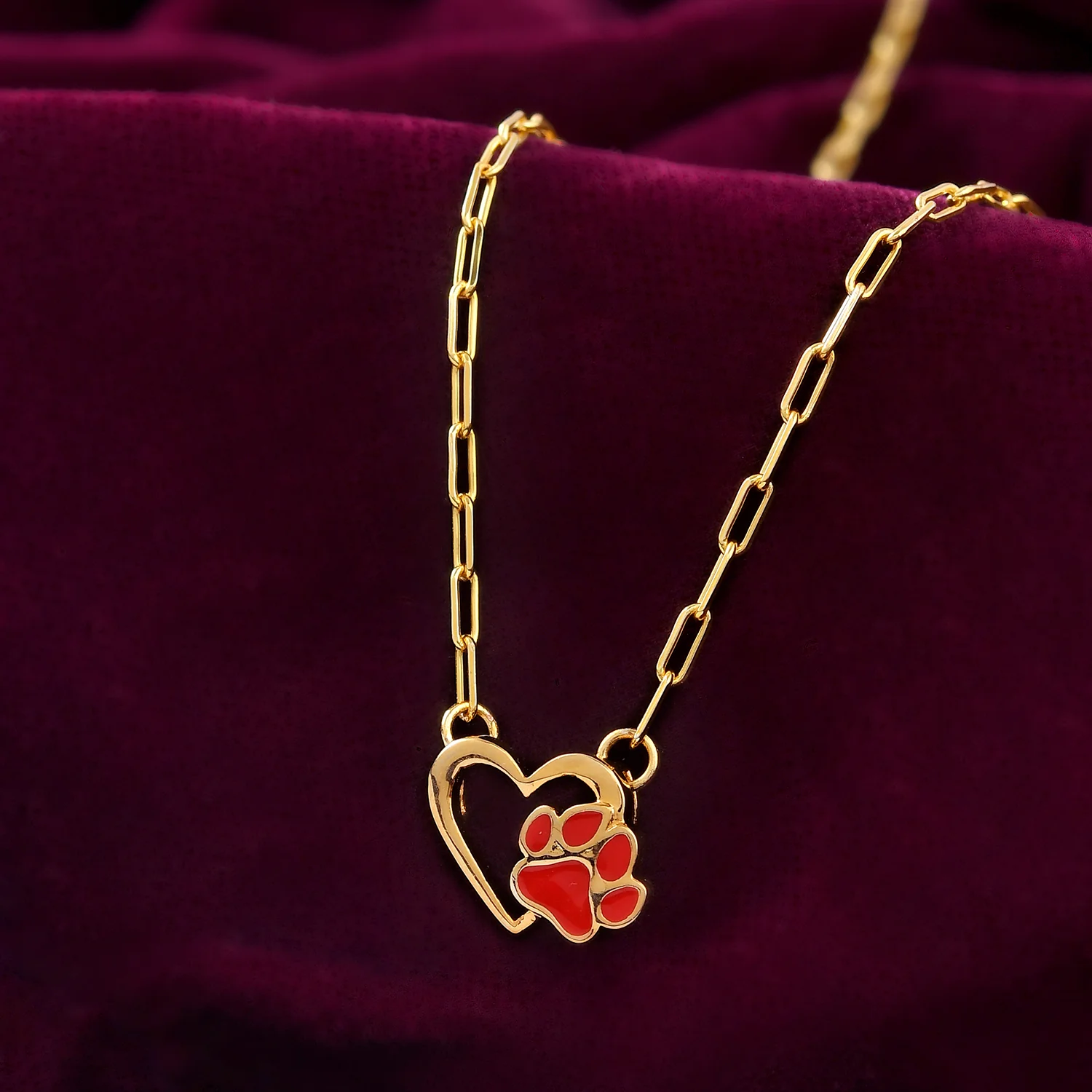 Valentine's Day Pawprints On My Heart Pendant Necklace