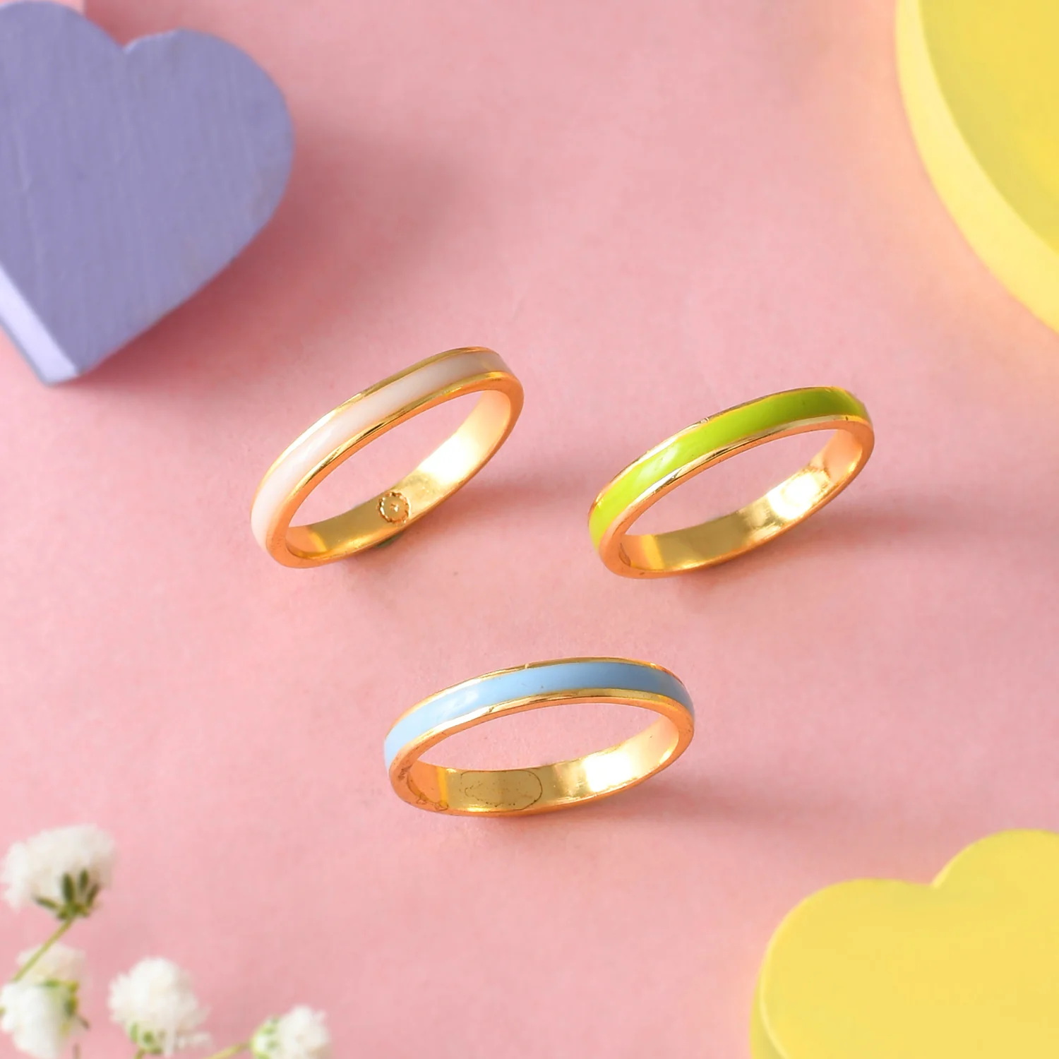 Valentine's Day Plain Enamel Stackable Rings