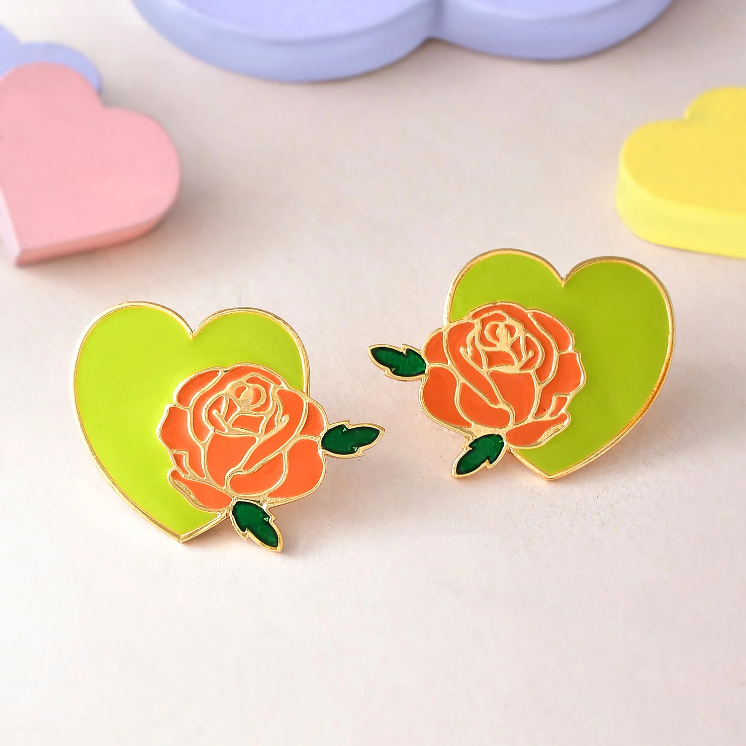 Valentine's Day Rose Heart Stud
