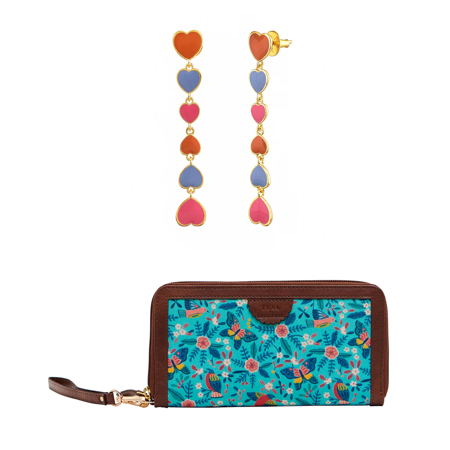 Shades Of Love Long Earrings With Paradise Long Wallet Combo - Image 4