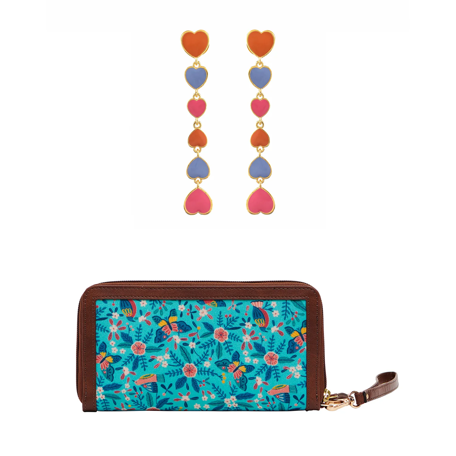 Shades Of Love Long Earrings With Paradise Long Wallet Combo - Image 5