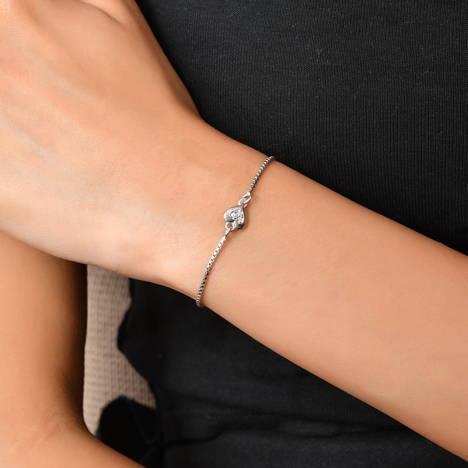Endless Love Lock Sterling Silver Bracelet - Image 2