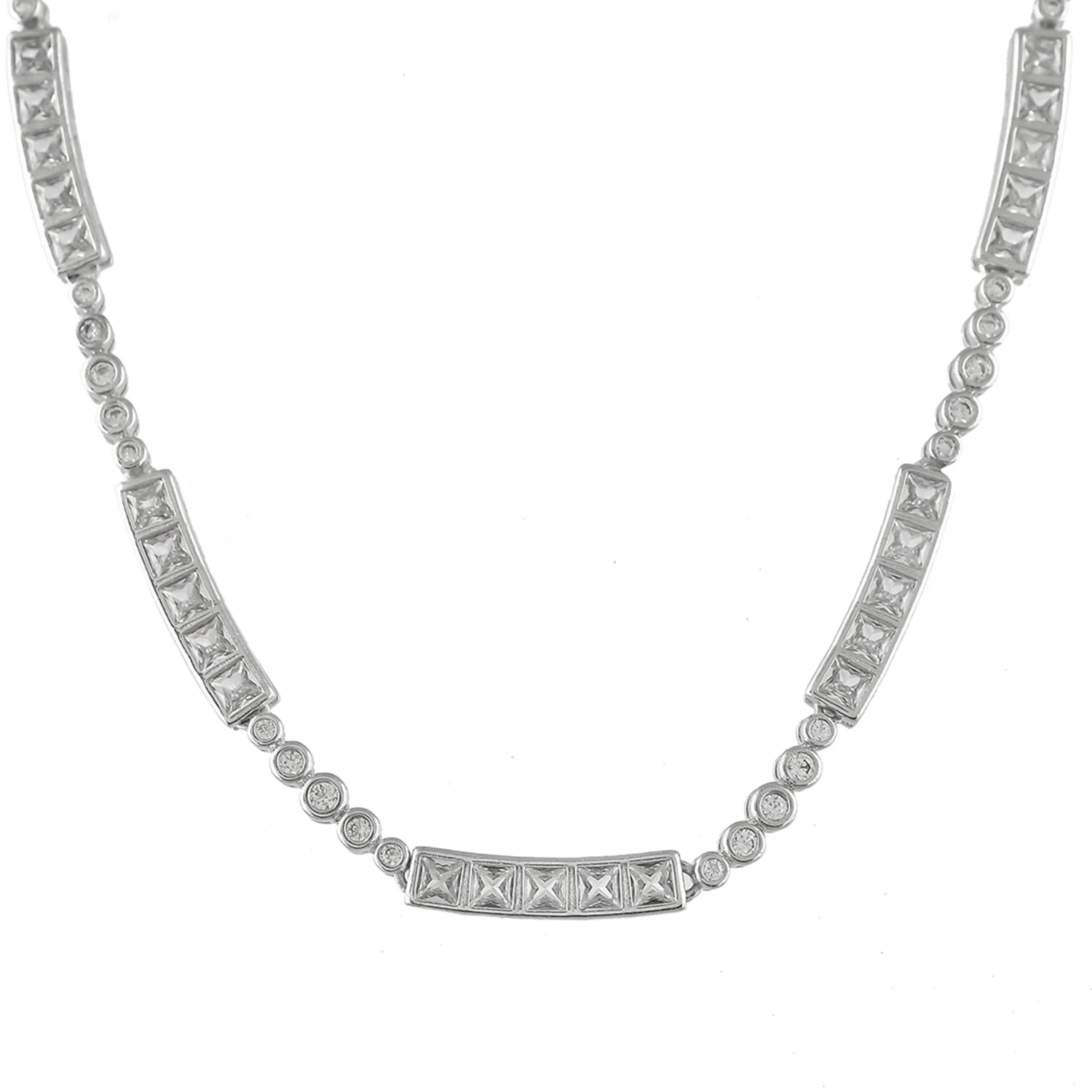 Valentine's Day Sterling Silver Classic Multi Cz Tennis Necklace - Image 3
