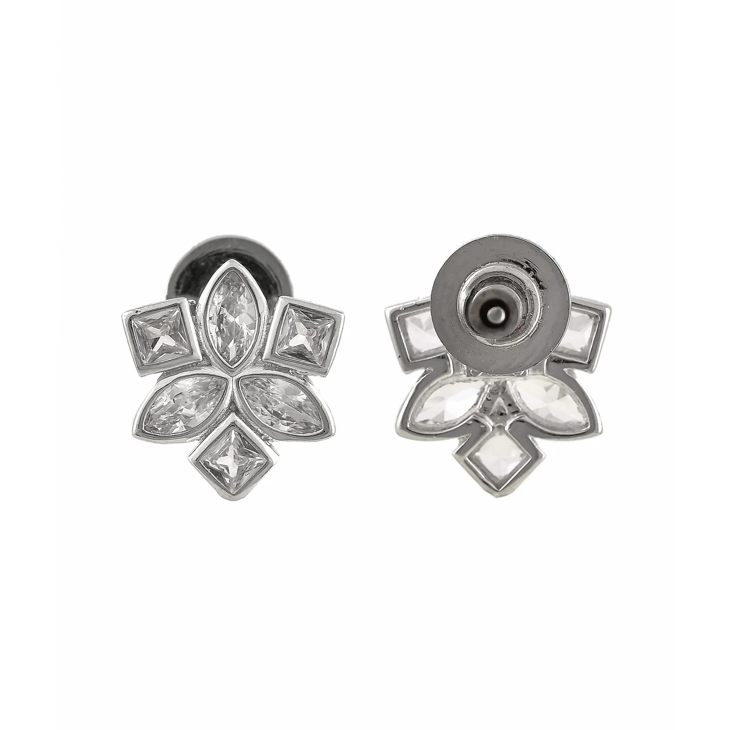 Valentine's Day Sterling Silver Cluster Cz Floral Stud - Image 3