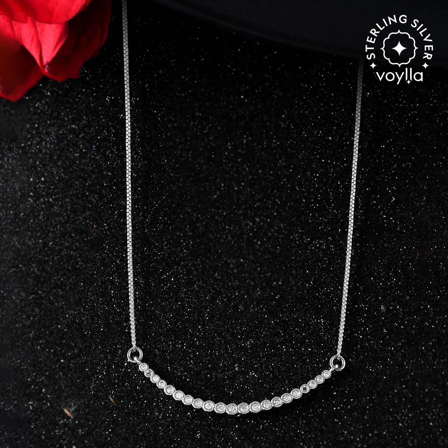 Valentine's Day Sterling Silver Cz Arc Necklace