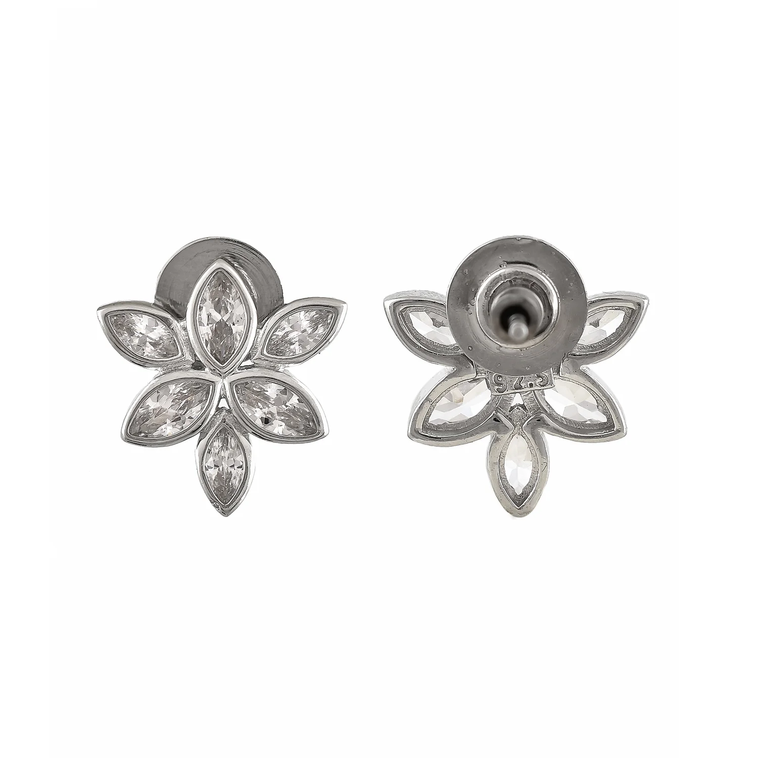 Valentine's Day Sterling Silver Cz Cluster Petal Stud - Image 3