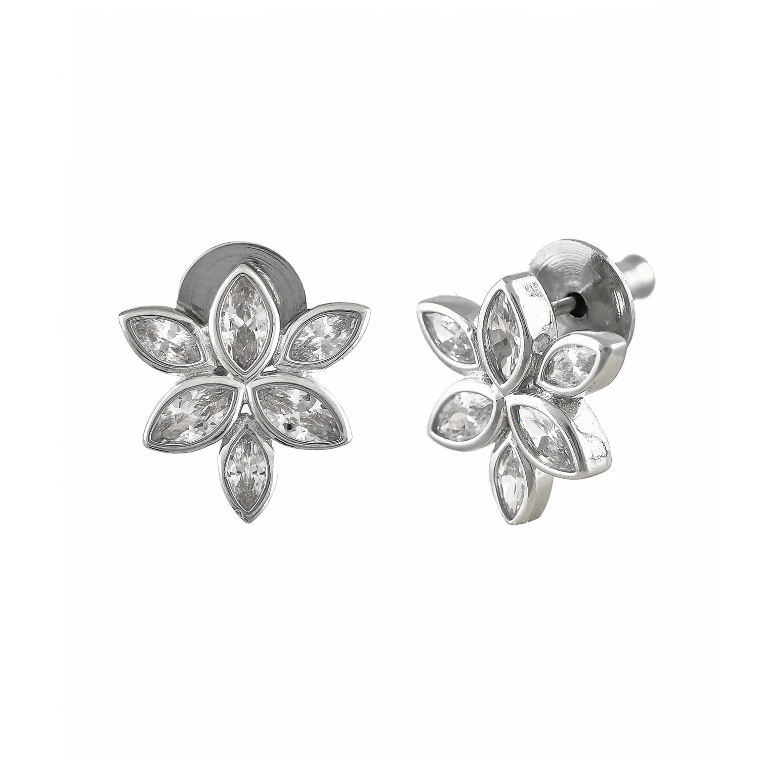 Valentine's Day Sterling Silver Cz Cluster Petal Stud - Image 4