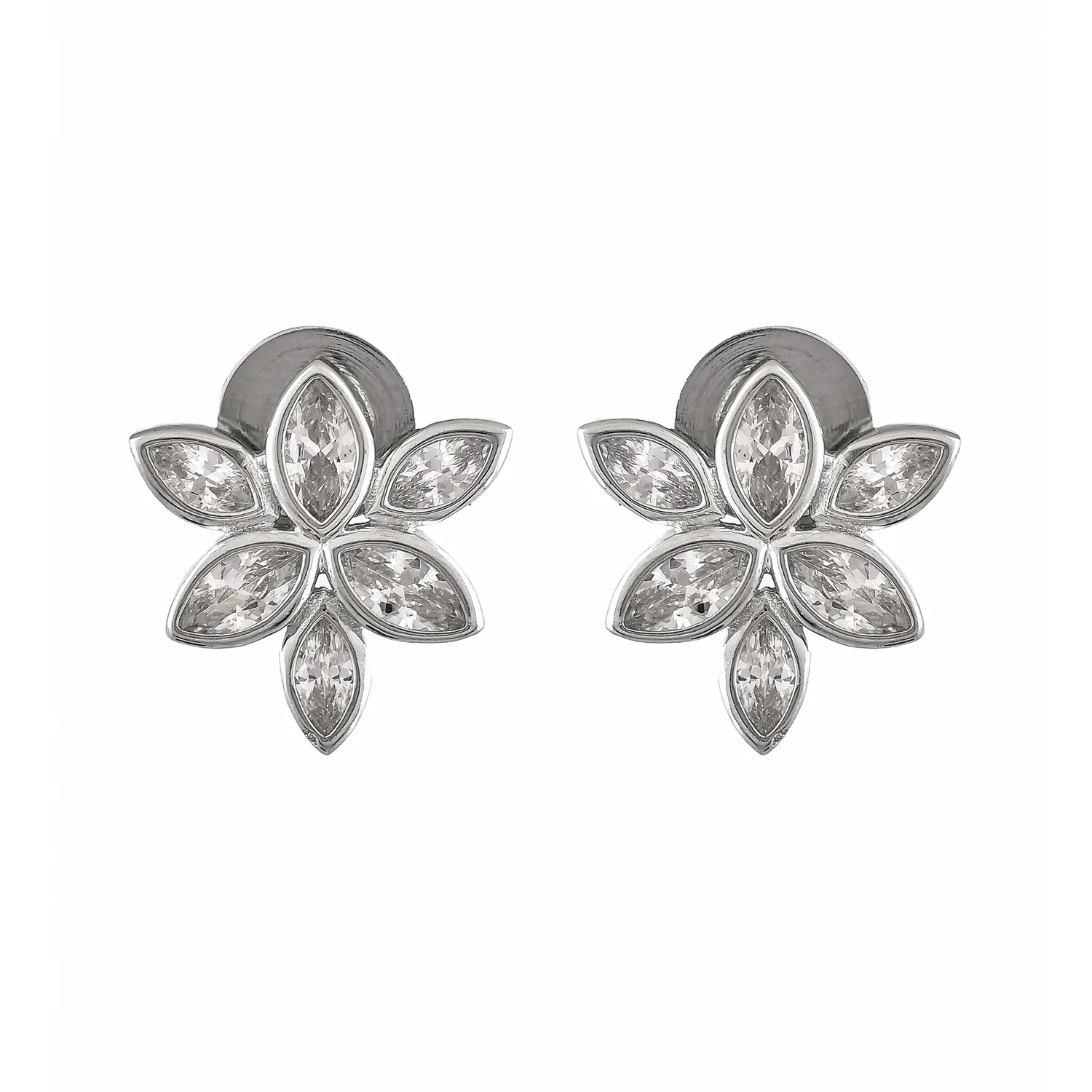 Valentine's Day Sterling Silver Cz Cluster Petal Stud - Image 5
