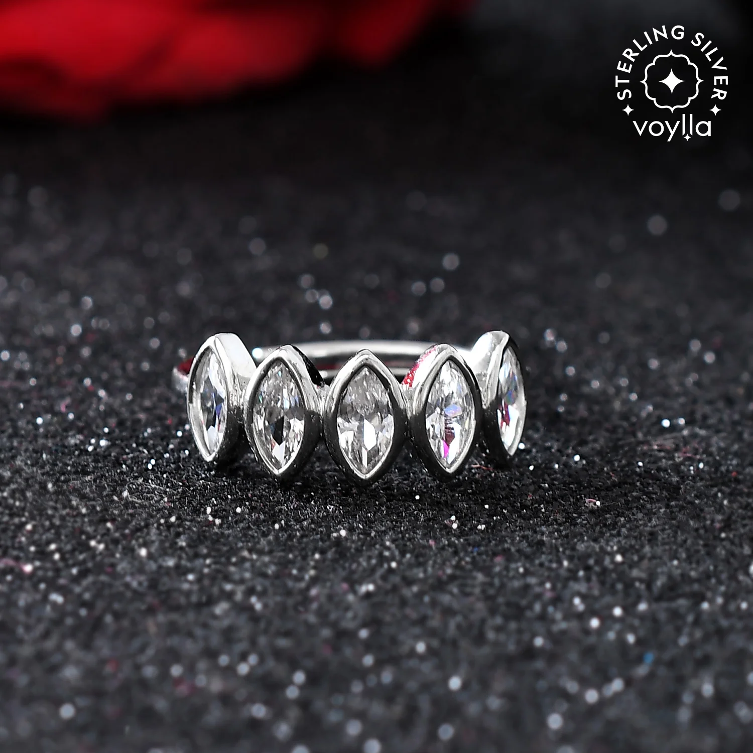 Valentine's Day Sterling Silver Cz Marquise Ring