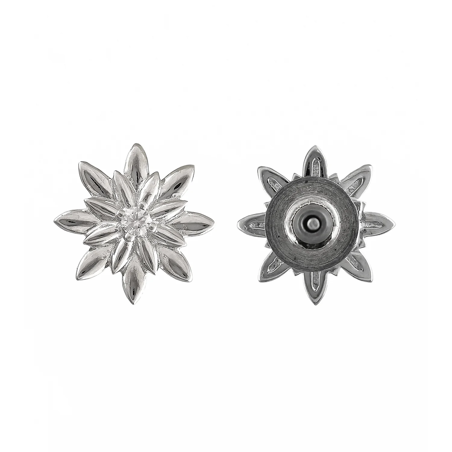 Valentine's Day Sterling Silver Flowery Snowflakes Stud - Image 3