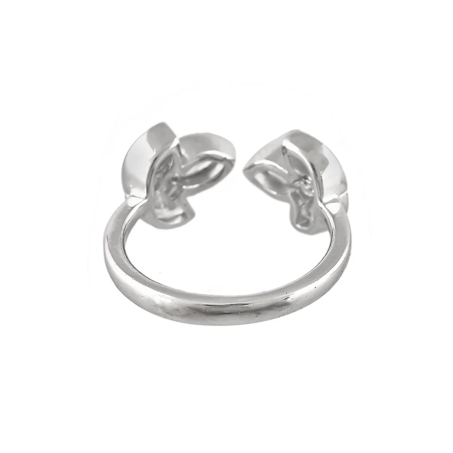 Valentine's Day Sterling Silver Leaf Open Finger Ring - Image 3