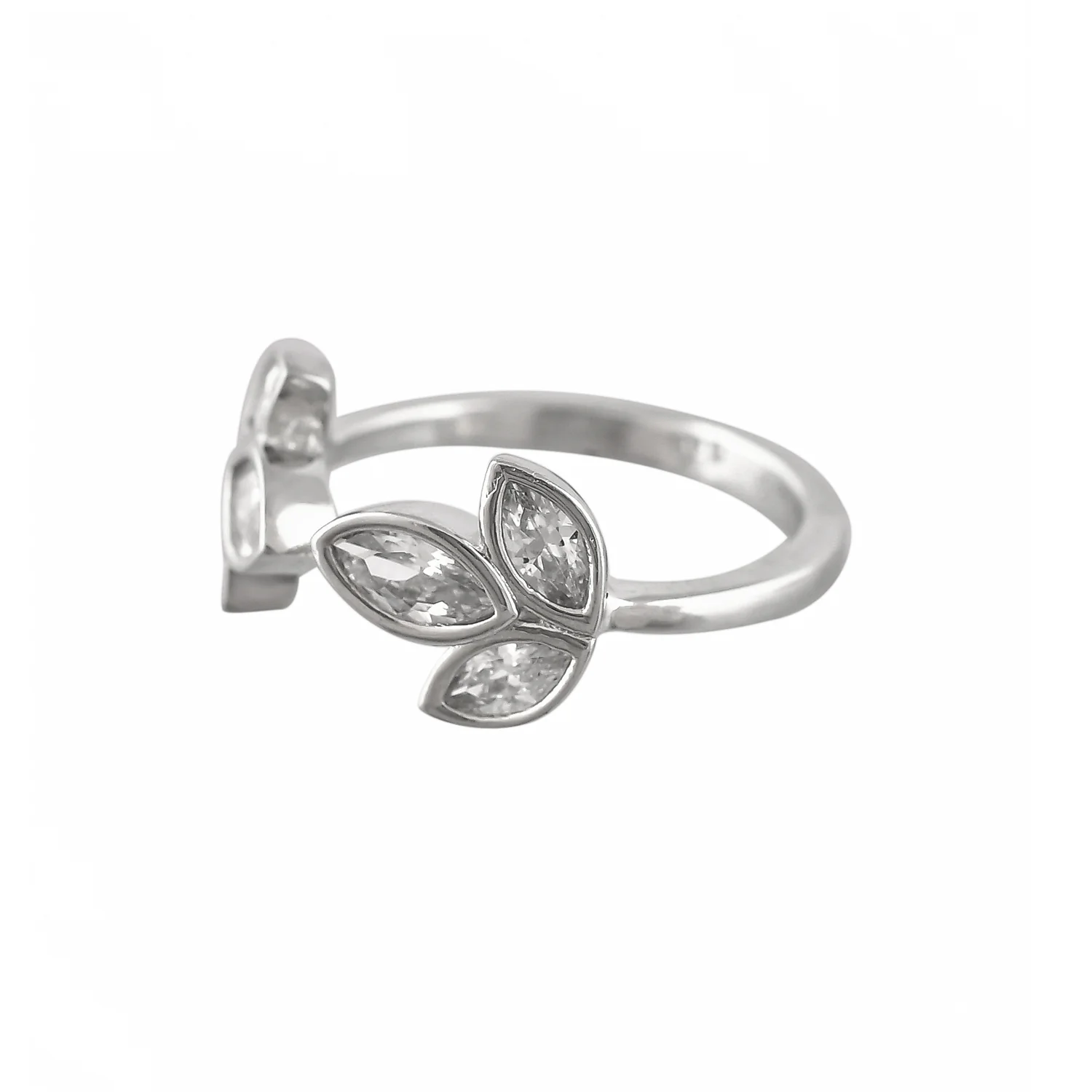Valentine's Day Sterling Silver Leaf Open Finger Ring - Image 4
