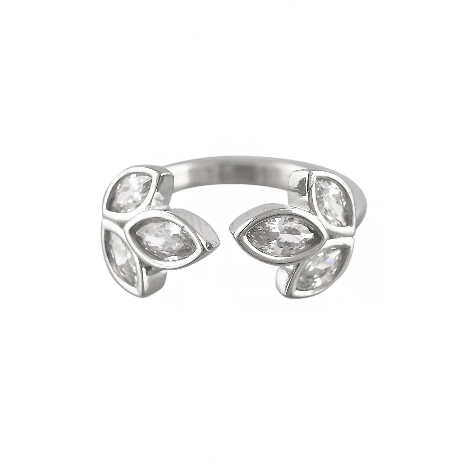 Valentine's Day Sterling Silver Leaf Open Finger Ring - Image 5