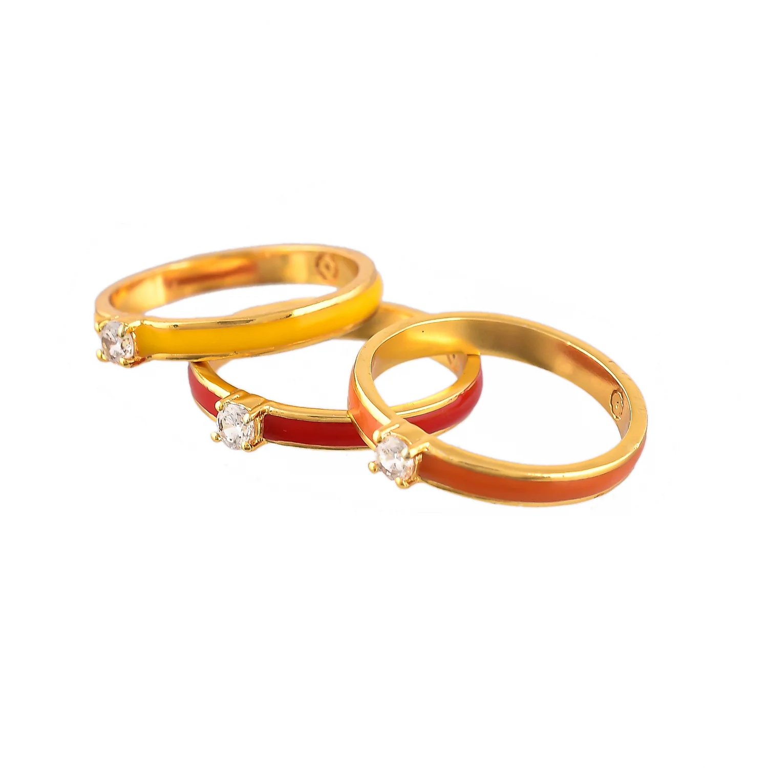 Valentine's Day Studded Enamel Stackable Rings - Image 4