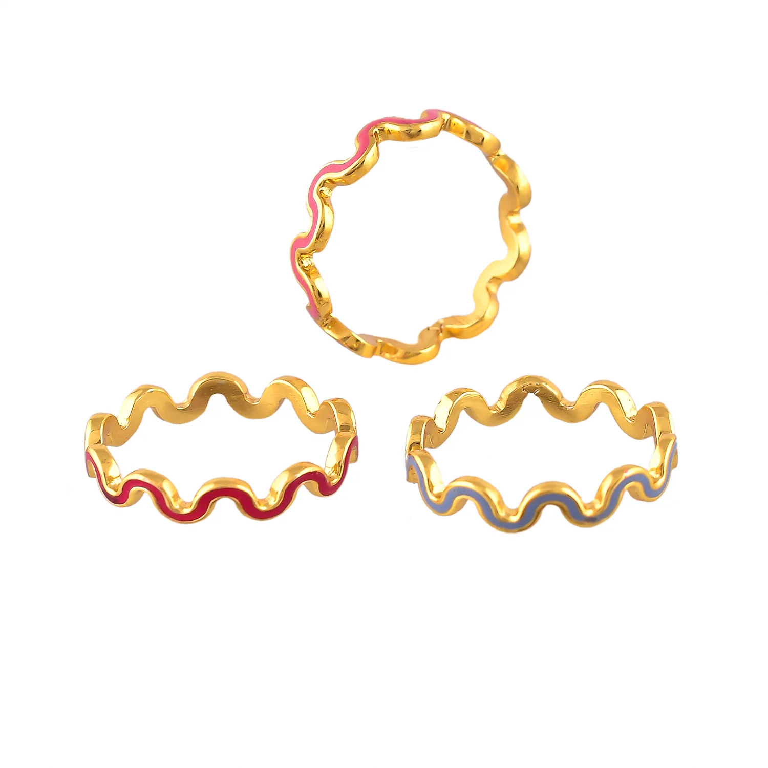 Valentine's Day Wavy Enamel Stackable Rings - Image 4