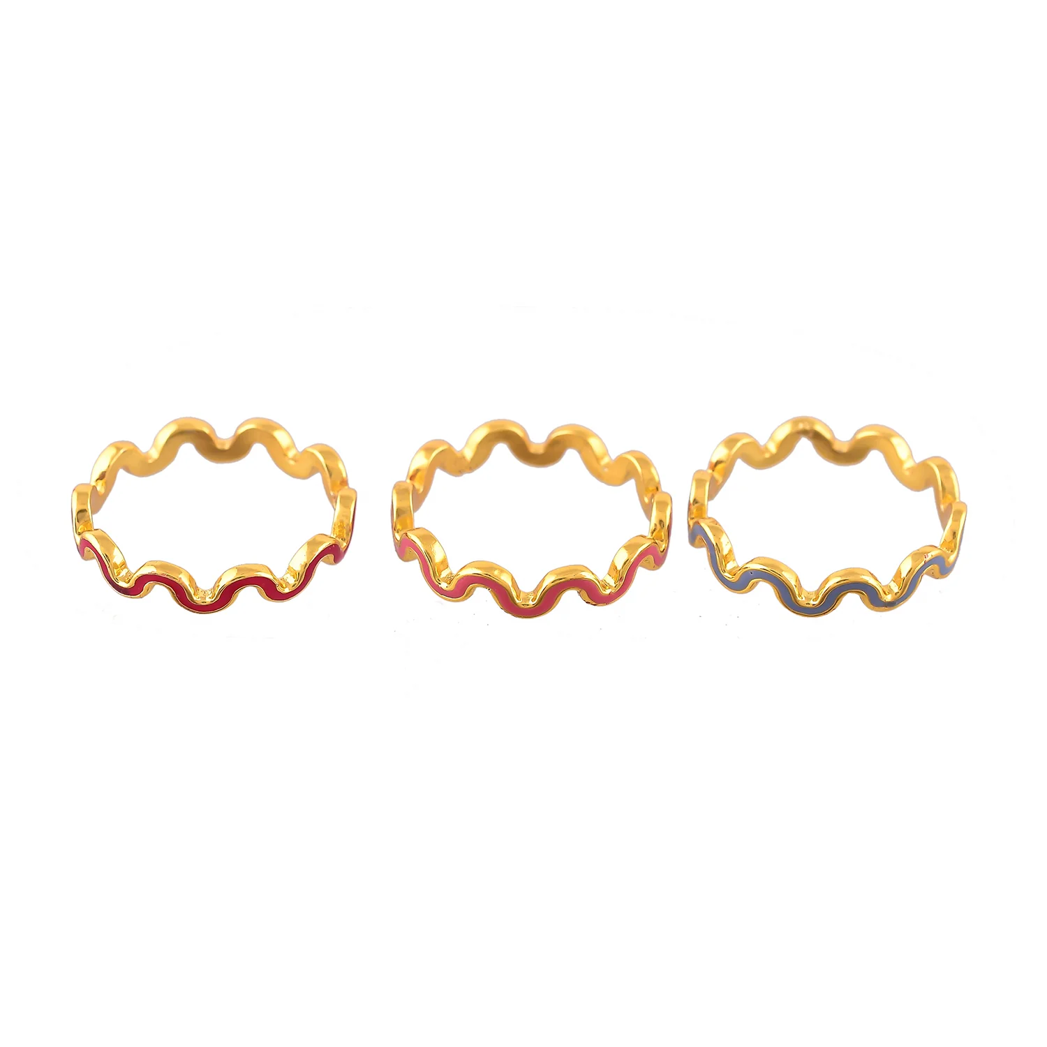 Valentine's Day Wavy Enamel Stackable Rings - Image 5