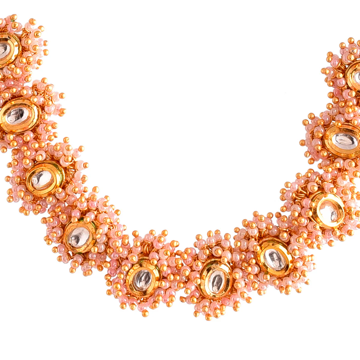 Veerangana Blush Pink Pearls and Kundan Studded Maang Tika Set - Image 4