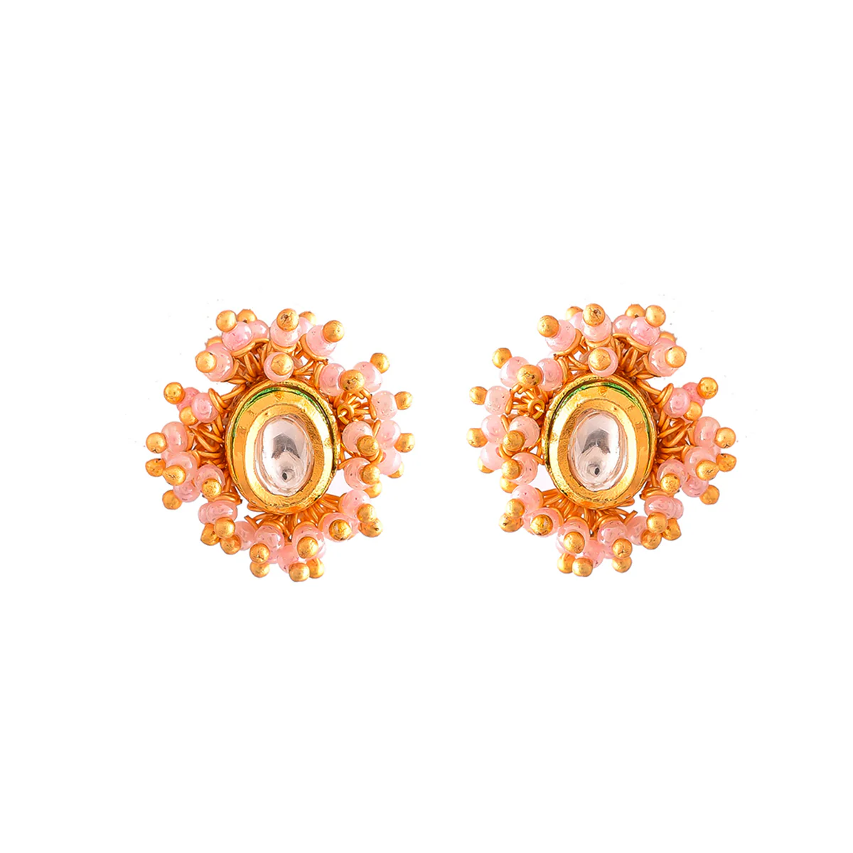 Veerangana Blush Pink Pearls and Kundan Studded Maang Tika Set - Image 5