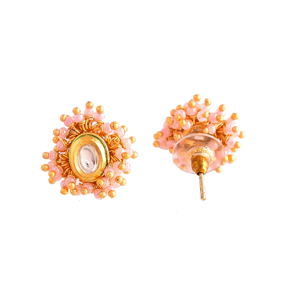 Veerangana Blush Pink Pearls and Kundan Studded Maang Tika Set - Image 6