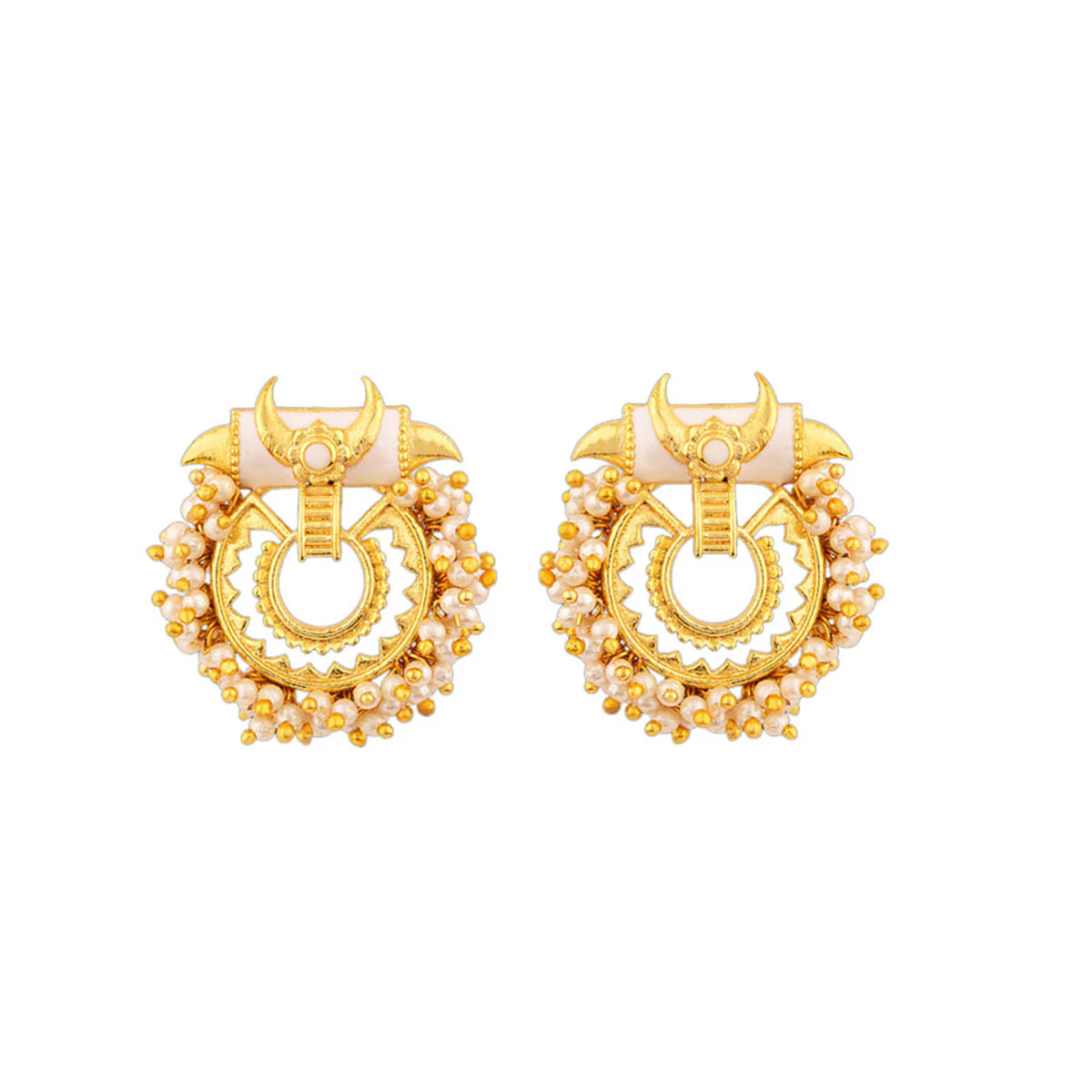 Veerangana Embellished Brass Earrings - Image 3