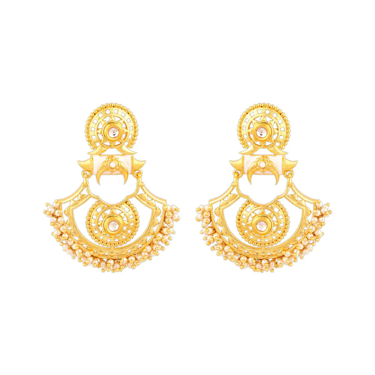 Veerangana Faux Pearl Bunches Earrings - Image 3