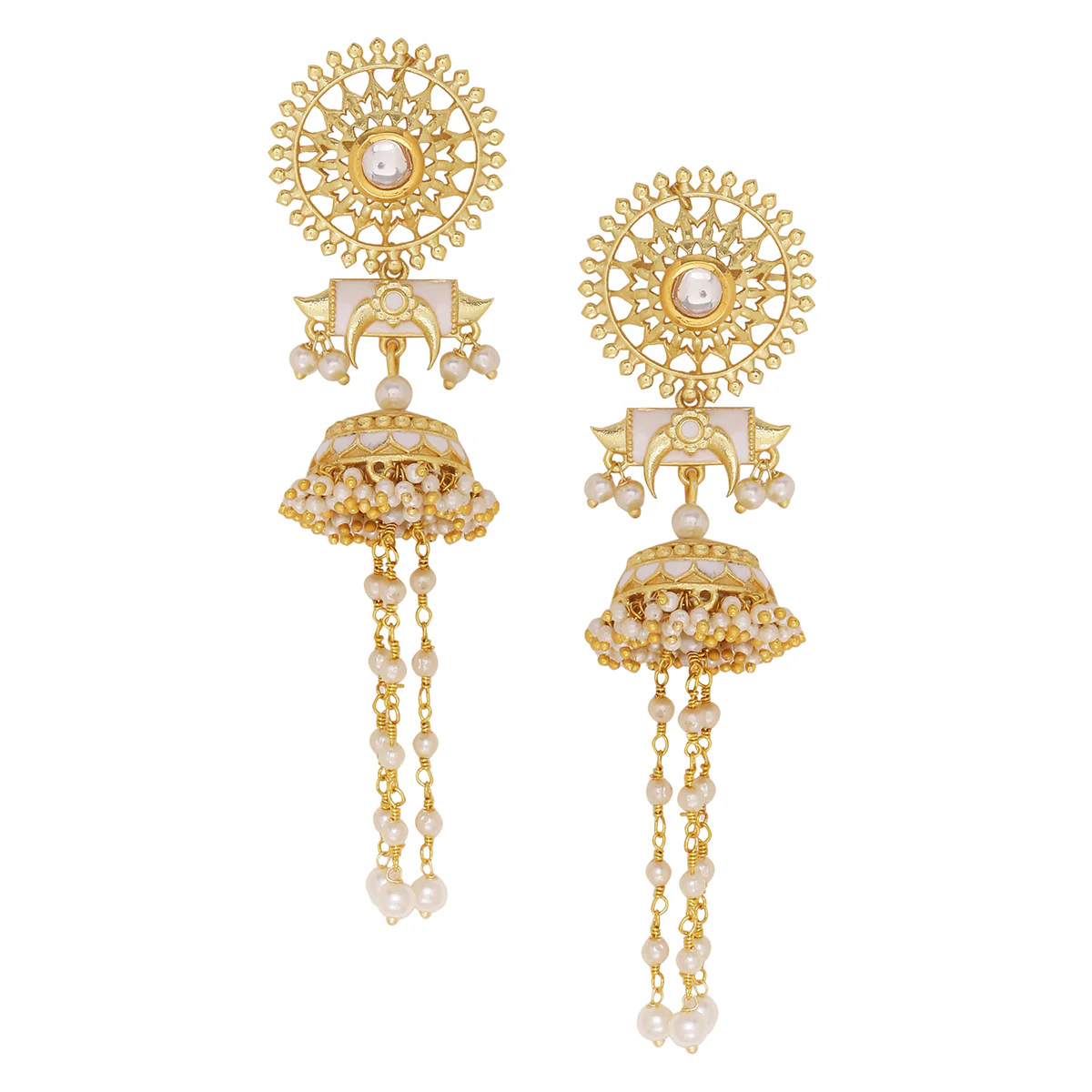 Veerangana Faux Pearls Drop Earrings - Image 3