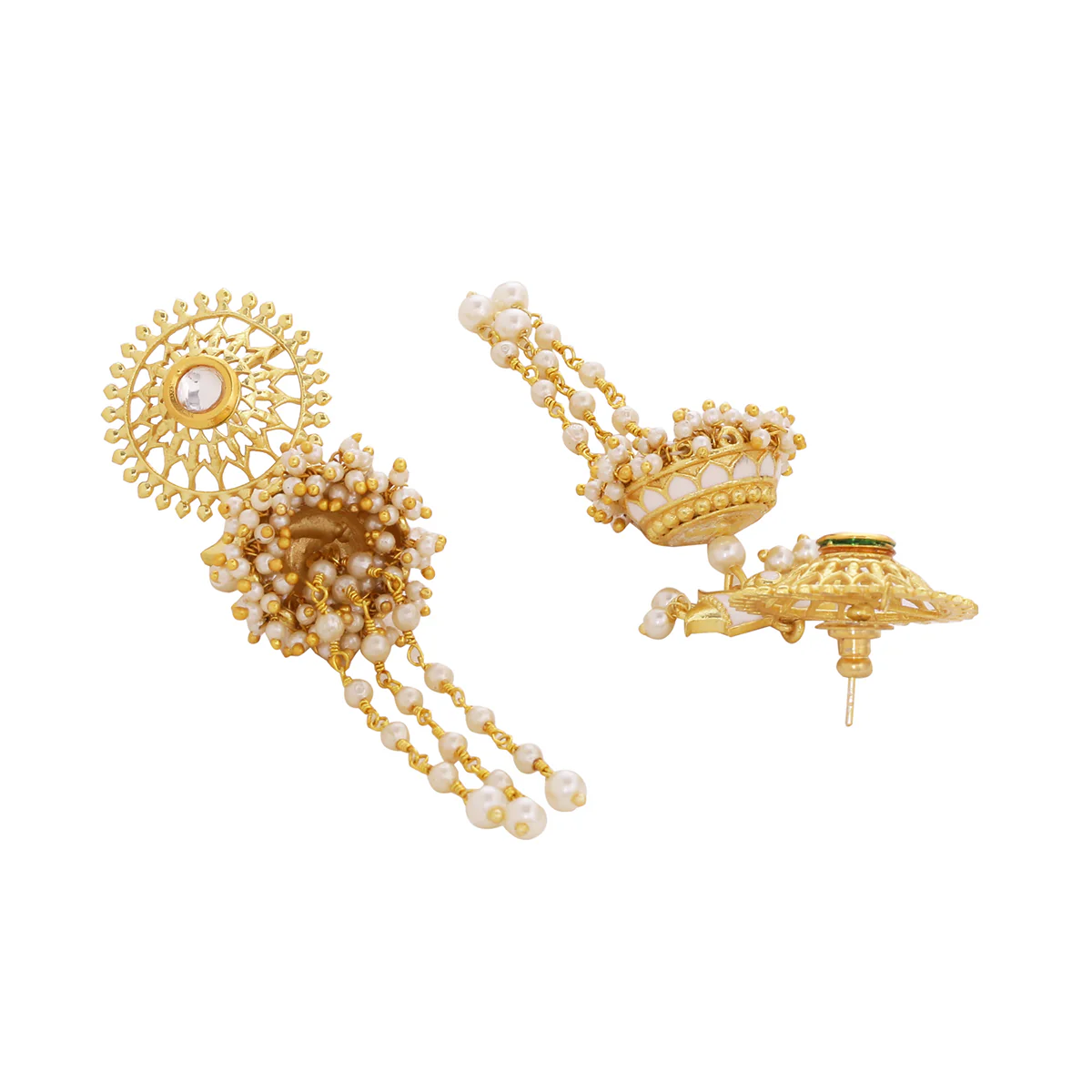 Veerangana Faux Pearls Drop Earrings - Image 4