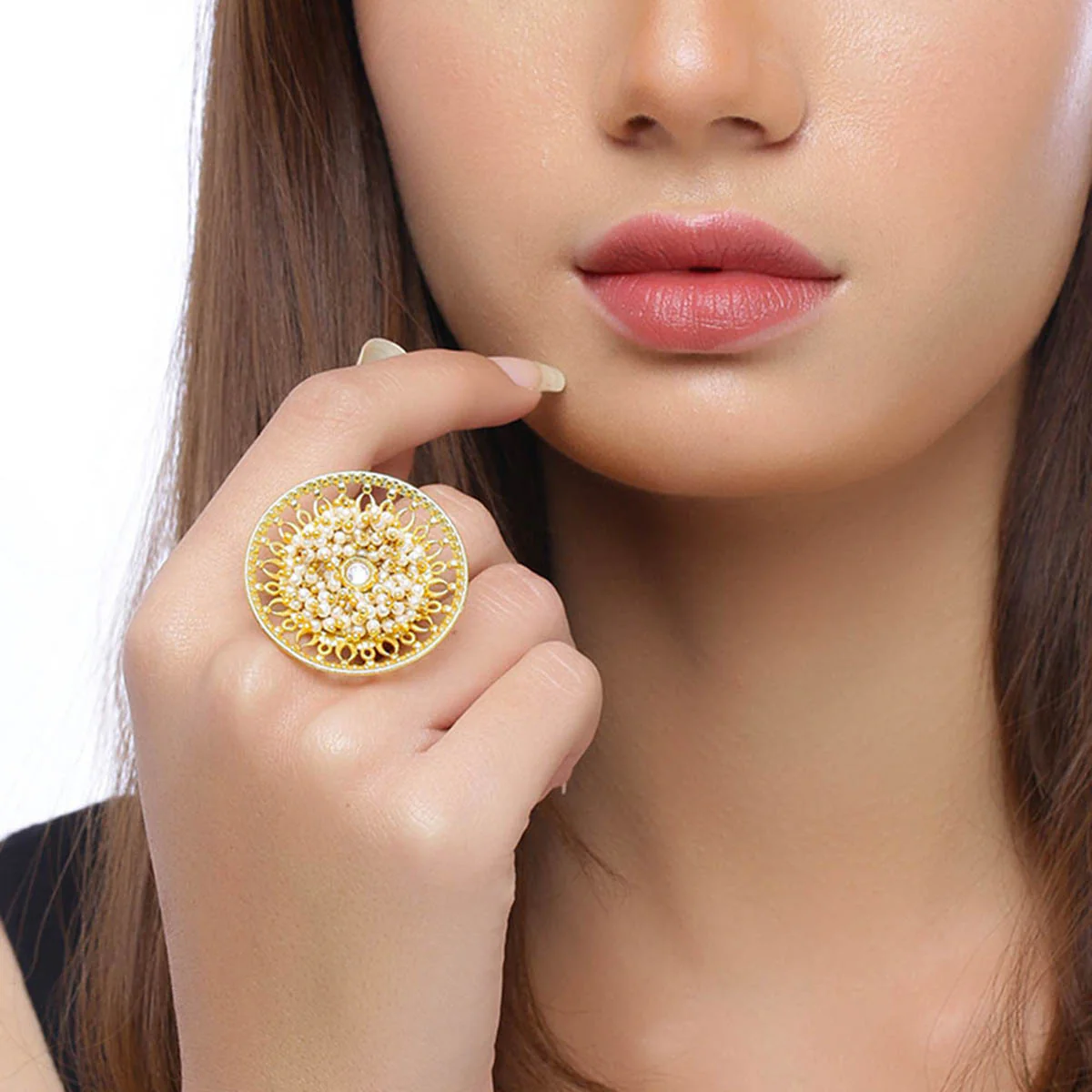 Veerangana Heavily Embellished Ring - Image 2