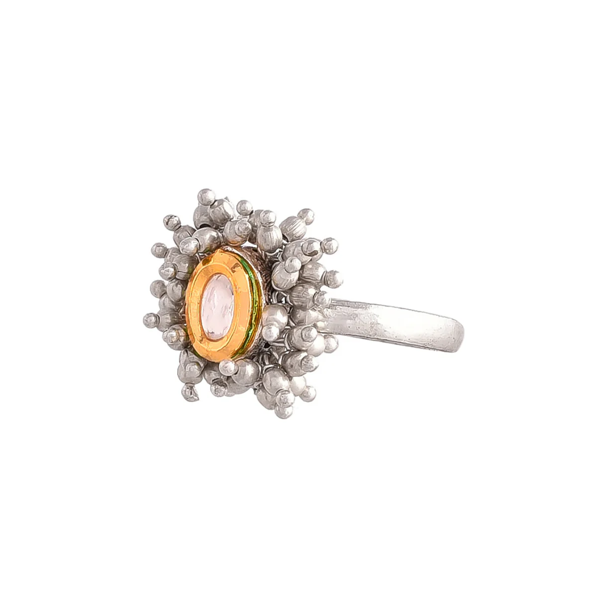 Veerangana Pearls Bunch Kundan Ring - Image 4