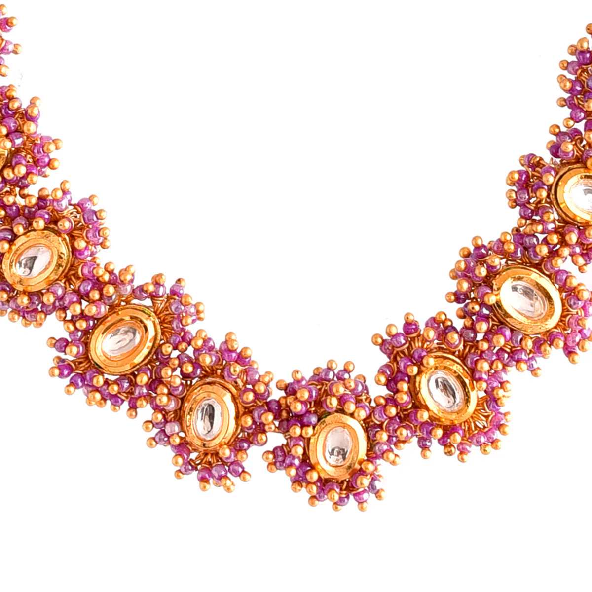 Veerangana Pink Pearls and Kundan Studded Maang Tika Set - Image 4