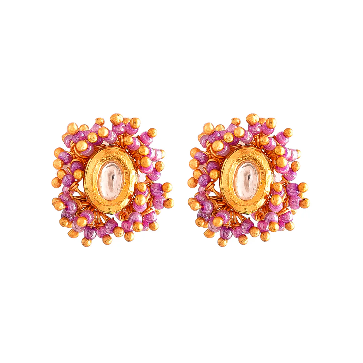 Veerangana Pink Pearls and Kundan Studded Maang Tika Set - Image 5