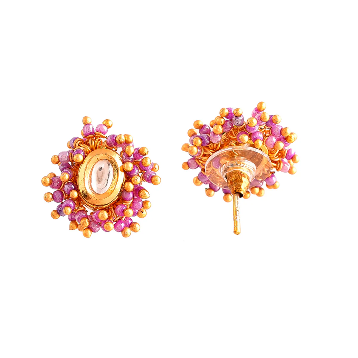 Veerangana Pink Pearls and Kundan Studded Maang Tika Set - Image 6