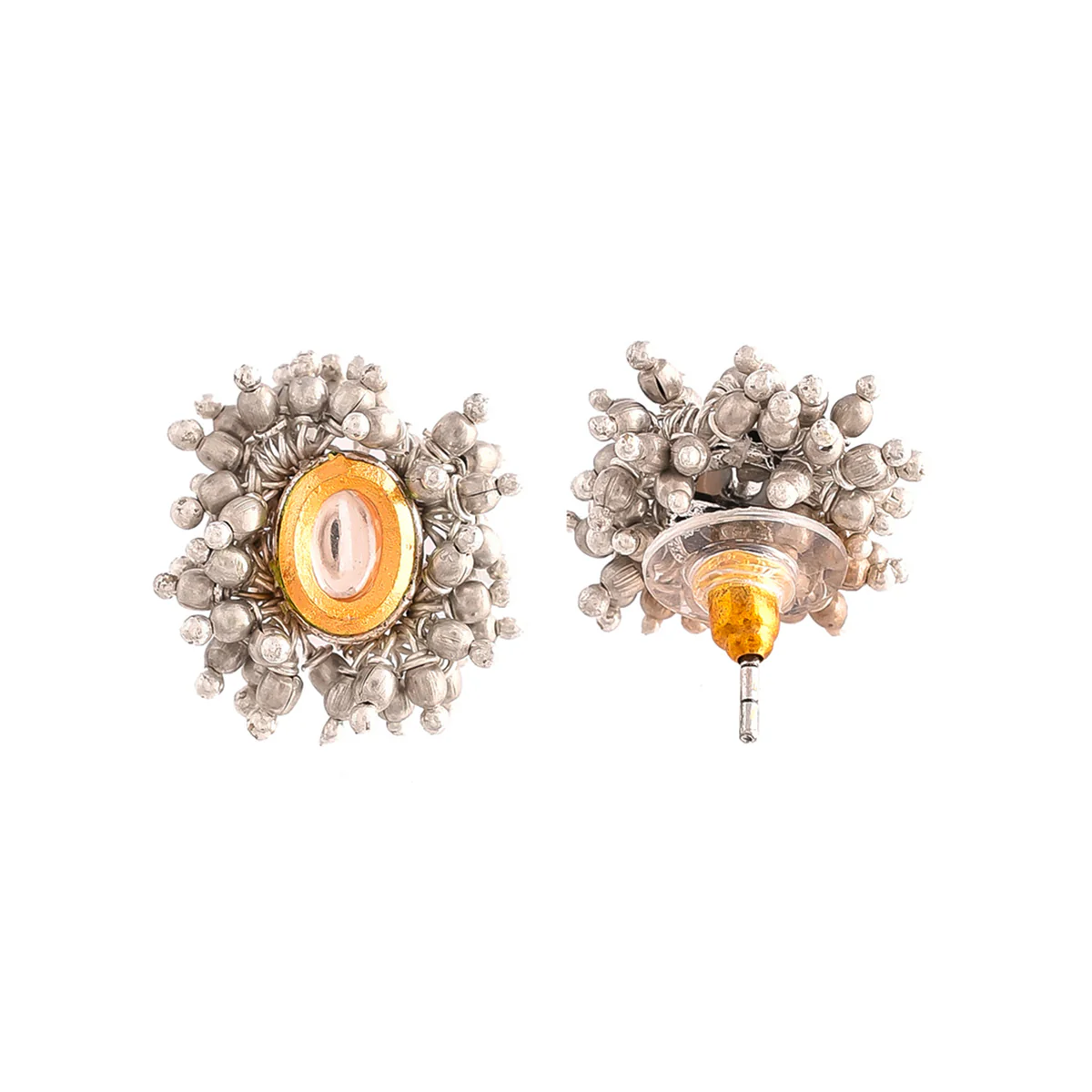 Veerangana White Pearls and Kundan Studded Maang Tika Set - Image 6