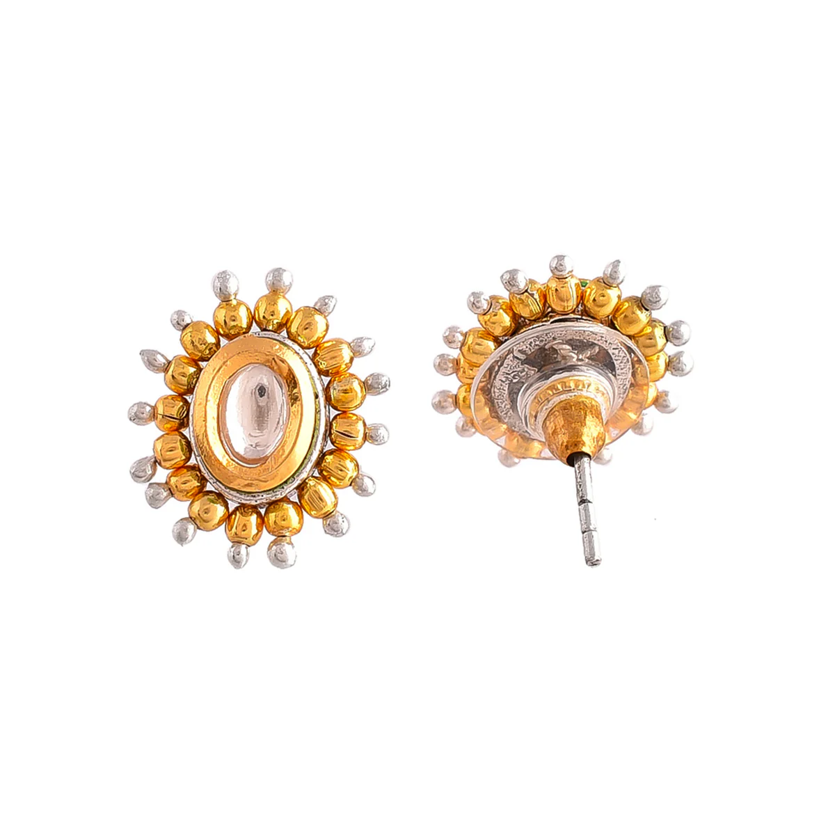 Veerangana White Pearls and Oval Cut Kundan Maang Tika Set - Image 6