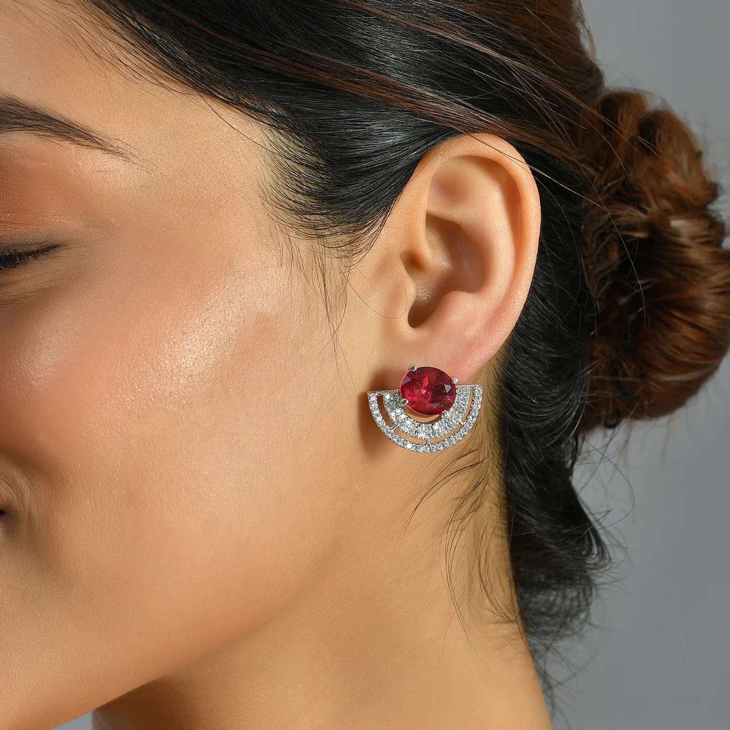 Velvet Glow American Diamond Earrings - Image 2