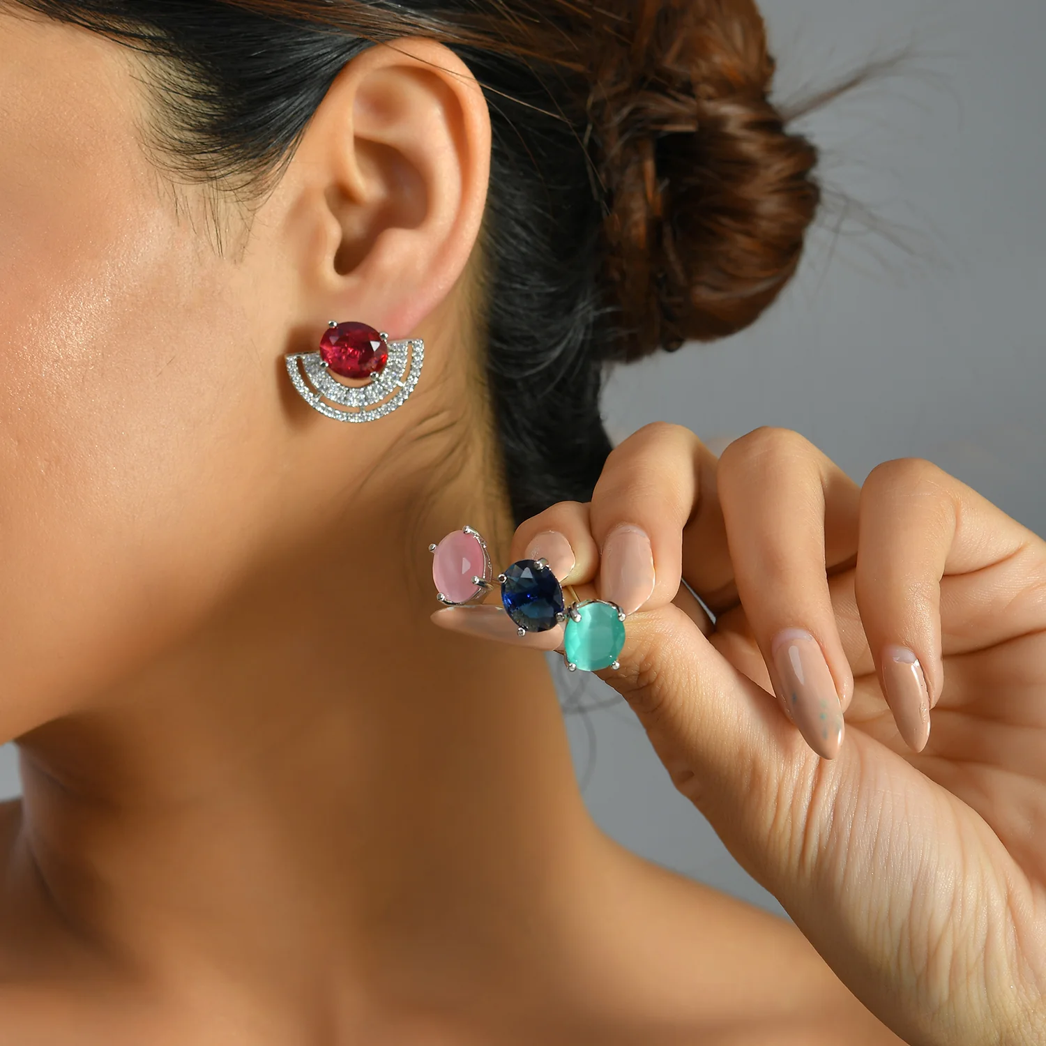 Velvet Glow American Diamond Earrings - Image 3