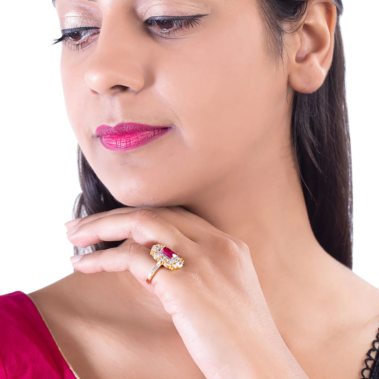 Victorian Inspired American Diamond Gems Adorned Ring - Image 2